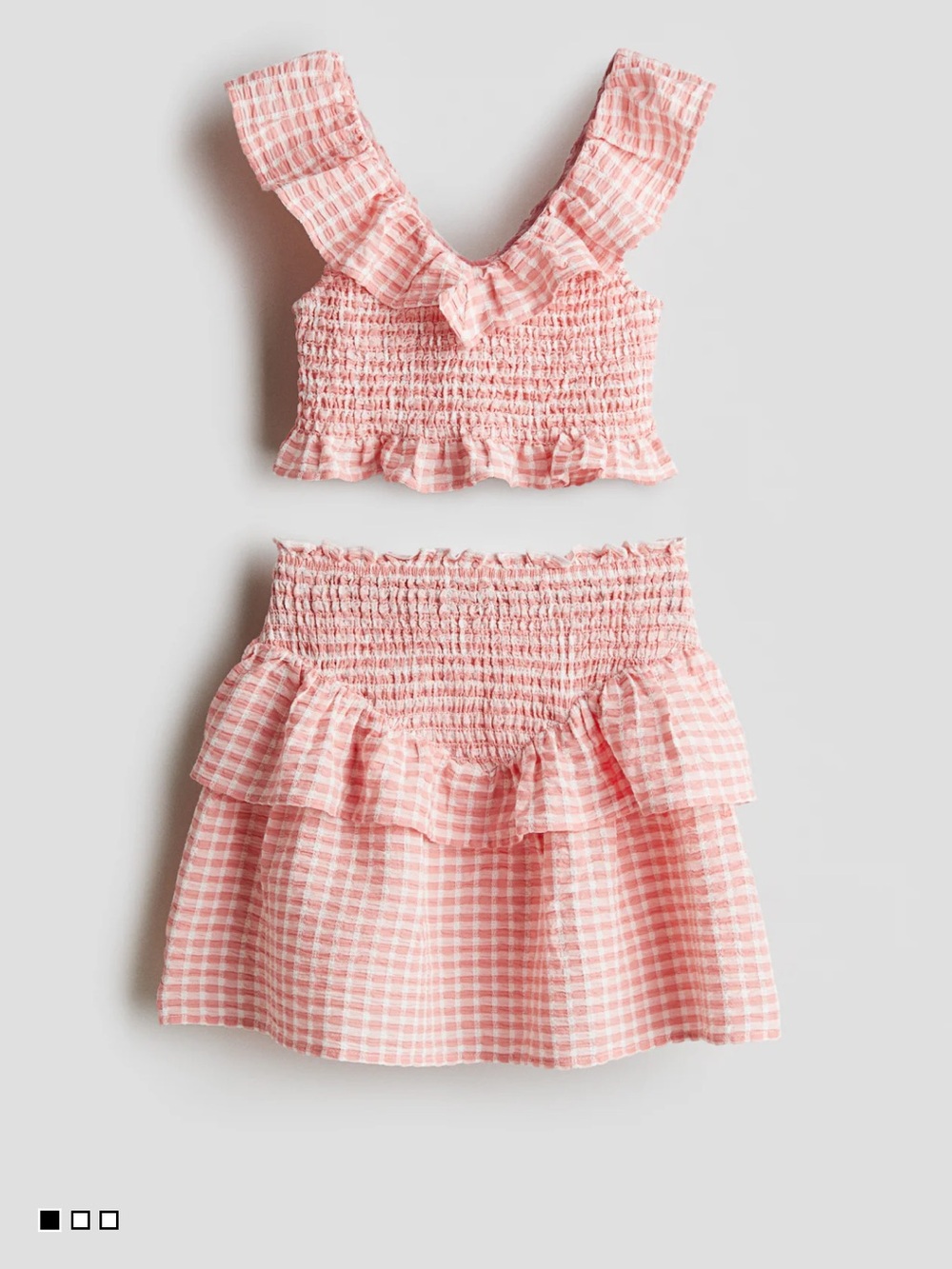 H&M Pink Gingham Smocked Tiered Skirt